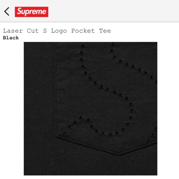 NIB SUPREME SS21 Laser Cut S Logo Pocket Tee Sz M - Picture 2 of 5